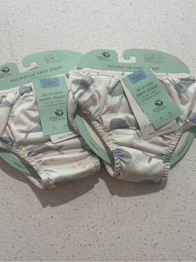 Green Sprouts Eco Pull-up Swim Diaper - White with Blue Whale Print 2 pack
